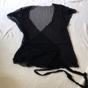 Sheer Polka Dot Wrap Top